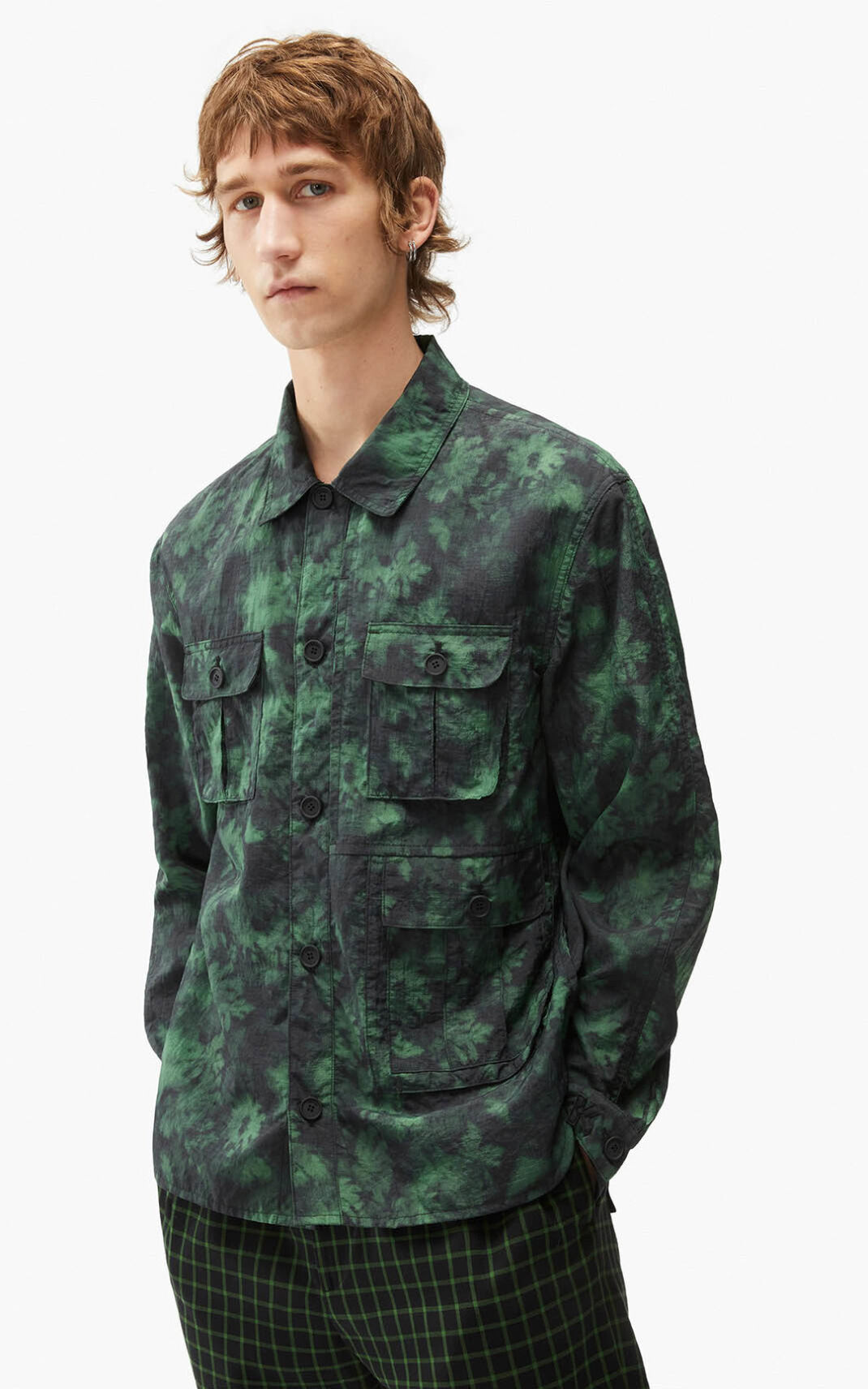 Chemise Kenzo Homme Ghost Flower Vert Foncé GRNWK-5693